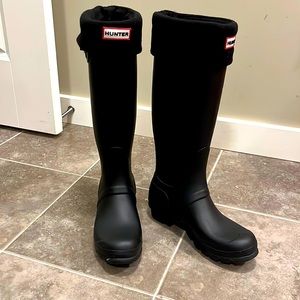 Black Tall Hunter Boots with inserts